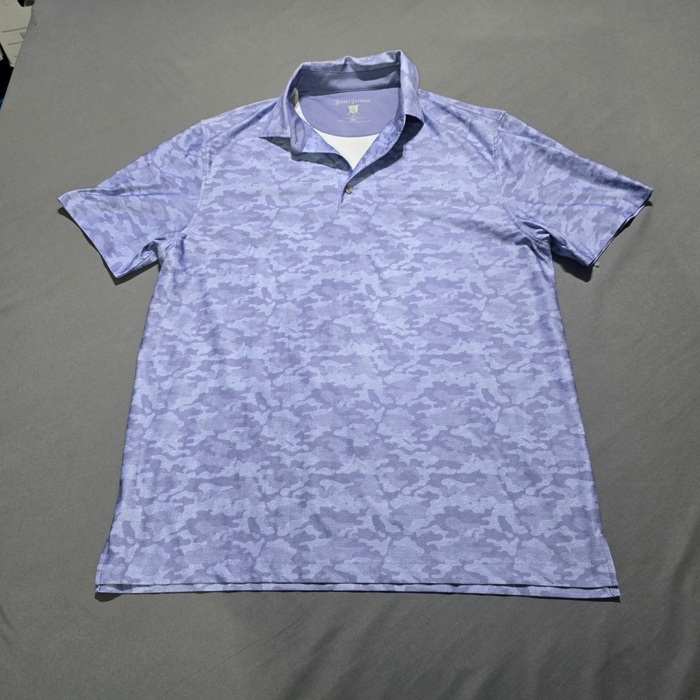 Hickey Freeman Polo Shirt Mens Medium Purple Tonal Camo Performance Golf Top